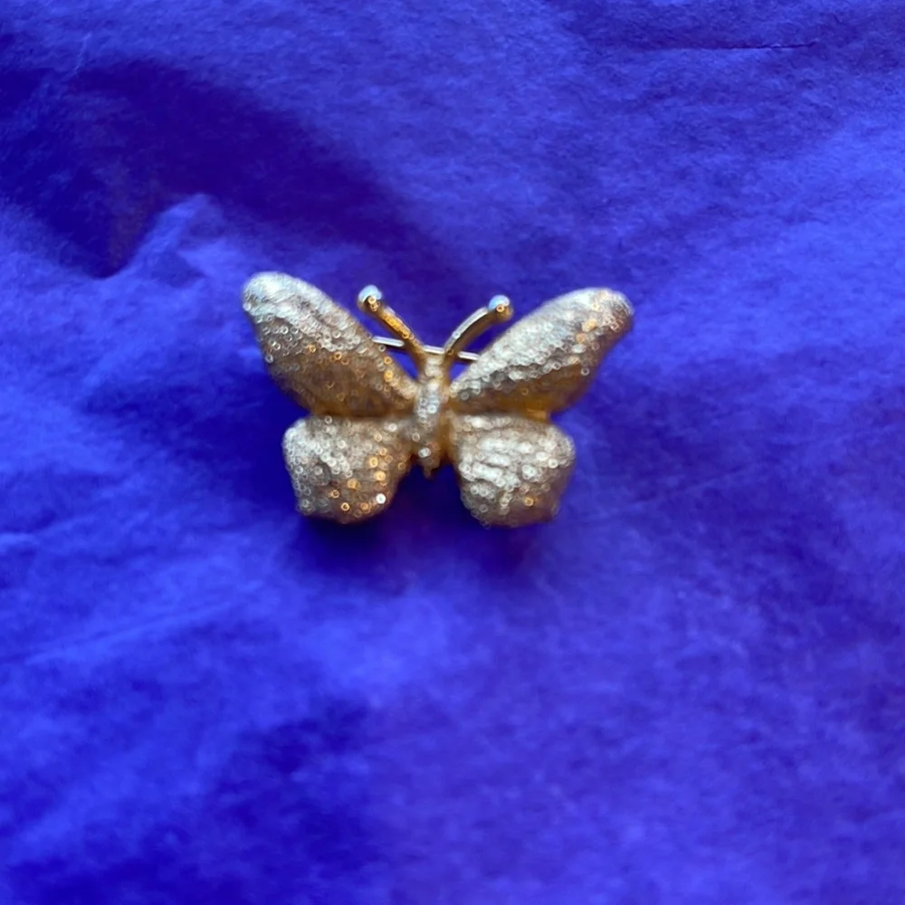 Vintage Gold-Plated Butterfly Pin – 90s Fairy Cottagecore Retro Brooch